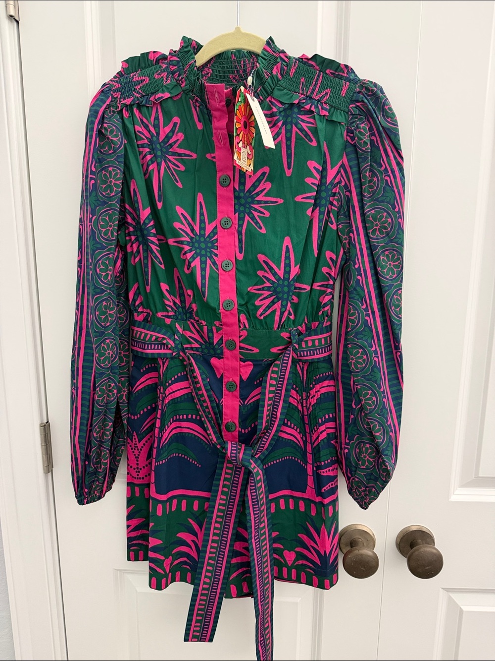 FARM Rio Green & Hot Pink Floral Print Jumpsuit Romper - Picture 2 of 6